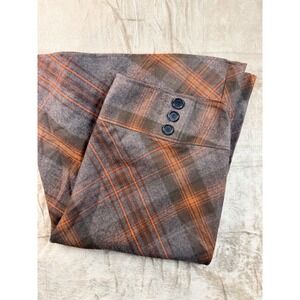 Dressbarn Woman Orange Grey Plaid Midi Skirt Plus Size 18W Outlander Academia